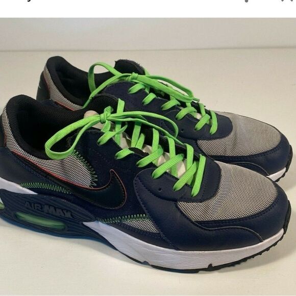 NIKE AIR MAX EXCEE CD4165-400 Blue Black Neon Green Sneakers Men Size 11 Running - Picture 1 of 8